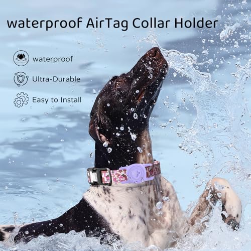 IP68 Waterproof AirTag Holder for Dog Collar (Purple)
