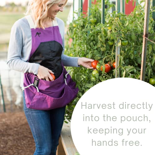 Roo Gardening Apron with Pockets for Women & Men (Roo-full Size / Purple Orchid)