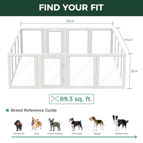 AuraSpace Clear Acrylic Indoor Dog Playpen (White / 35"H)