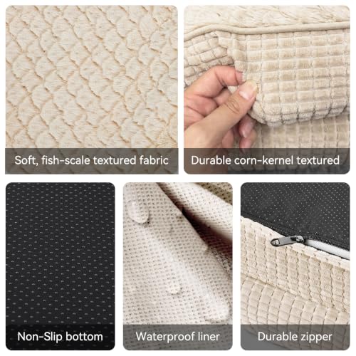 Orthopedic Dog Bed for Extra Large Dogs (Beige / 45"l X 32"w X 7.5"th)