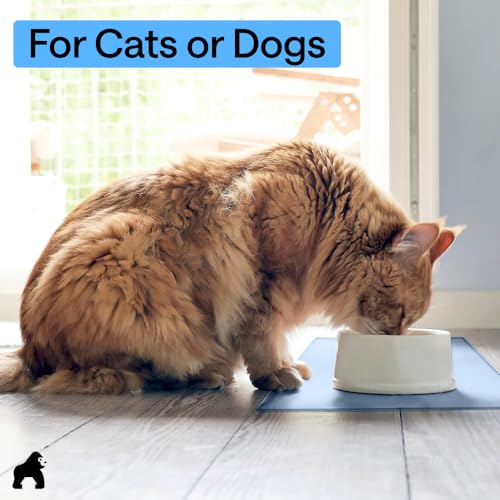 Dog Food Mat 100% Waterproof Silicone (Light Blue / 32"l X 24"w)