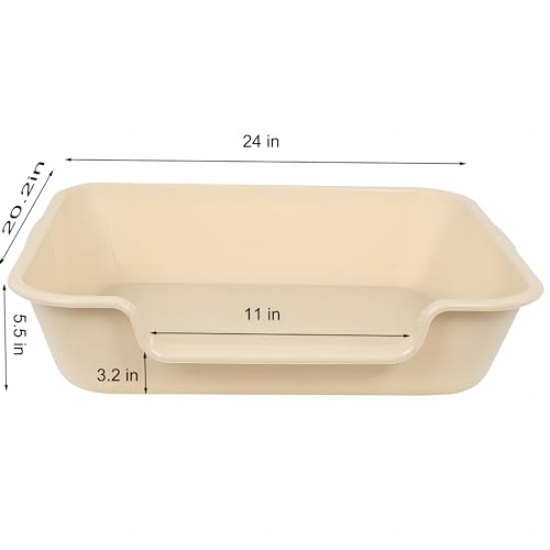 Extra Large Low Entry ABS Cat Litter Box (Large (Pack of 1) / Beach sand)