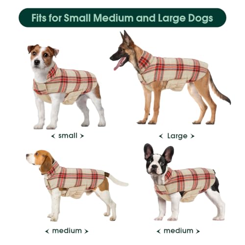 Waterproof Dog Coat (Beige&Red / X-Small (Pack of 1))