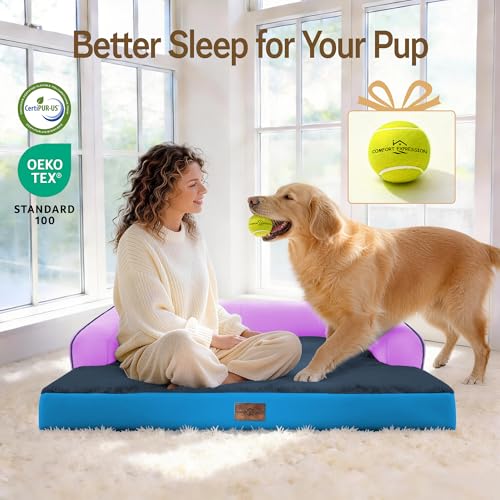 Orthopedic XL Dog Bed for Large and Extra Large Dogs (Ocean Twilight / 42"L x 30"W x 7.5"Th)