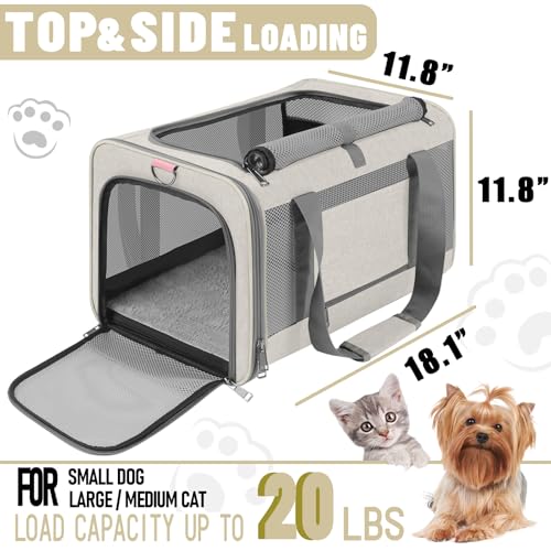Large Cat Carrier Soft (Beige / 18.1"L x 11.8"W x 11.8"H)