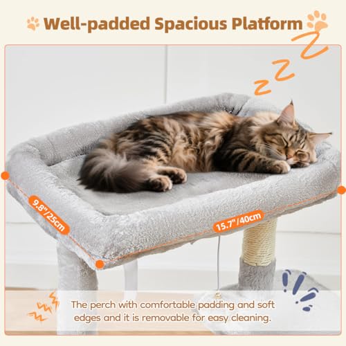 Cat Tree 38.5In Cat Tower for Indoor Cats (Light Gray / 38.5 Inches)