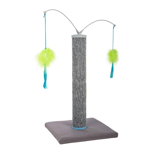 Scratch 'N Spin Carpet Cat Scratching Post with 2 Spinning Wand Toys (4 wands + post)