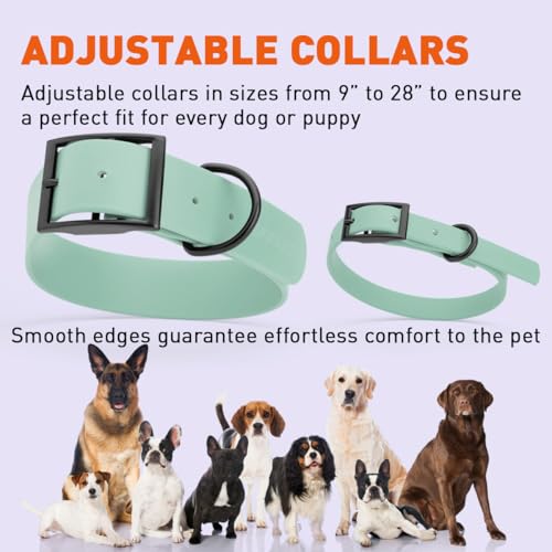 Biothane Waterproof Dog Collar Strong Coated Nylon Webbing with Black Hardware Odor (W1.5" x L16"-20" / Sage Green)