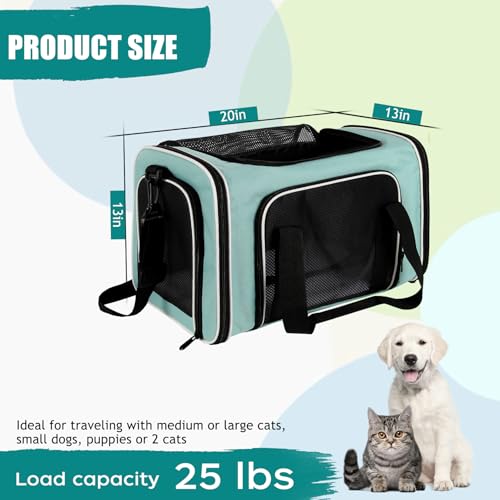Dog Cat Carrier Pet Carriers for Small Medium Large Cats Dogs Carrier Soft Sided Small Puppy Dog Carrier Portable Foldable Airline Approved Dog Cat Travel Carrier Green Large (20.0"L x 13.0"W x 13.0"H / Green)