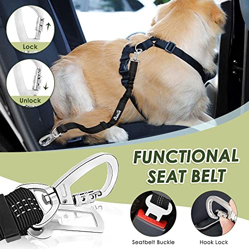 Dog Seat Belt and Harness for Car (Lime / Small)