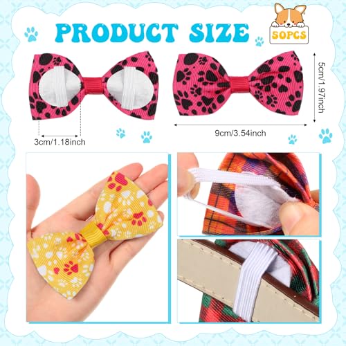 50 Pcs Dog Paw Bow Ties