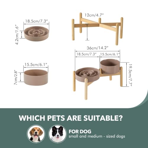 Elevated Slow Feeder Dog Bowls (Brown Coffee)
