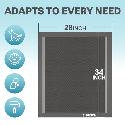 Charcoal Puppy Pads 28"x34" 50 Count (Charcoal / 28"x34" 50 CT)