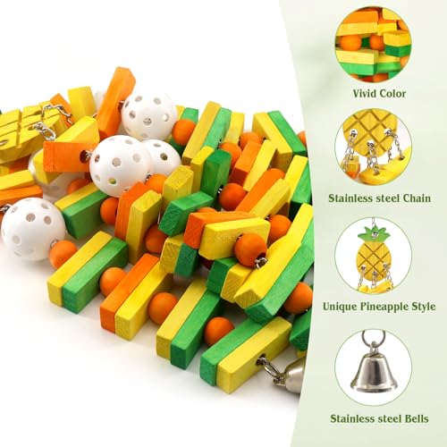 Parrot Toys 18 inches Bird Shredding Toys for Medium Large Parrots (Pineapple)