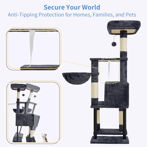 Cat Tree with Toy (Smoky Gray / 49.2 inch)