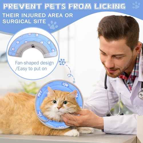Cat Cone Collar Soft Elizabethan Collar for Surgery Recovery (Blue / M (Neck 7"-9"))