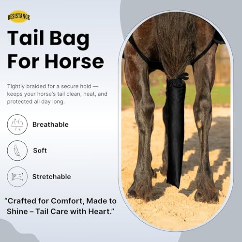 Spandex Horse Tail Bag Only for Horses (Black ( Pack Of 2 ))