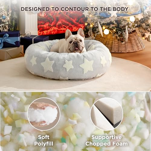 Shown on TV Jacquard Donut Dog Beds Medium Sized Dog (30.0"L x 30.0"W x 8.0"Th / Galaxy Grey)