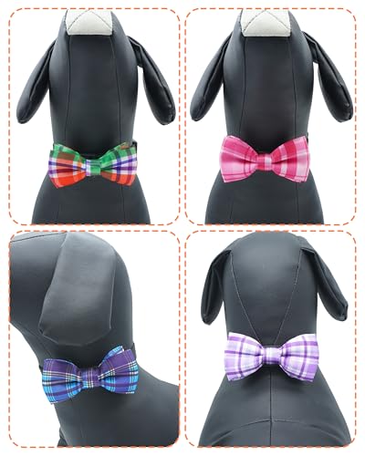 10 Pack Dog Bowties Plaid for Large Dogs Sliding on Collar (M/L)