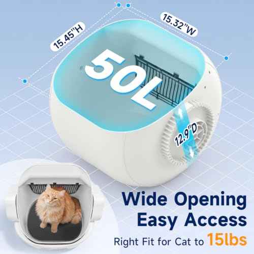 Self Cleaning Automatic Litter Box for Cats to15lb (white)