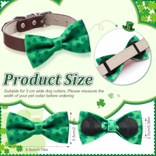 50 Pcs St Patricks Dog Collar Bow Ties Shamrocks Collar Dogs Accessories Attachment with Elastic Bands Detachable Charms for Pets Irish Holiday Costume Photo Props Accessories Pet Shops (St Patricks Day)