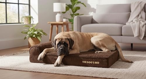The Dog’s Bed Orthopedic Memory Foam Dog Bed with Headrest XXL (Brown Plush / XXL (54"L x 36"W x 4"Th))