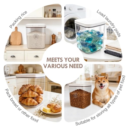 11 Lbs Airtight Dog Cat Food Storage Container and Dog Treat Containers BPA (White-11L-C)