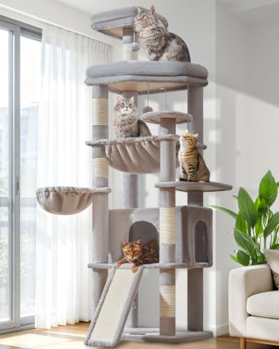 Cat Tree for Large Cats (Light Gray / 72 Inches)