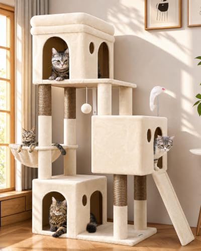Heavy Duty Cat Tree for Indoor Cats Large Adult (52inch / Beige)