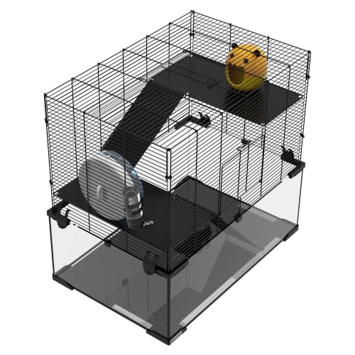 Large Hamster Cage with Deep Tempered Glass Bottom (23.5"L x 15.8"W x 22.5"H)