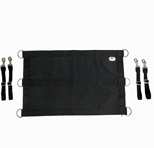 1200D 29"x19" Horse Stall Guard with Replaceable and Adjustable Length Straps and Replaceable Hardware (Black Black)