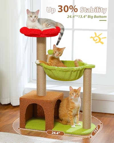 35" Flower Cat Tree for Kittens with Hammock & Sisal Posts (35" Upgraded Flower Cat Tree / Forest Brown)