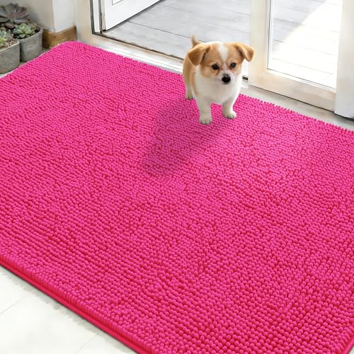 Dog Door Mat for Muddy Paws 48x30 (Hot Pink / 48" X 30")