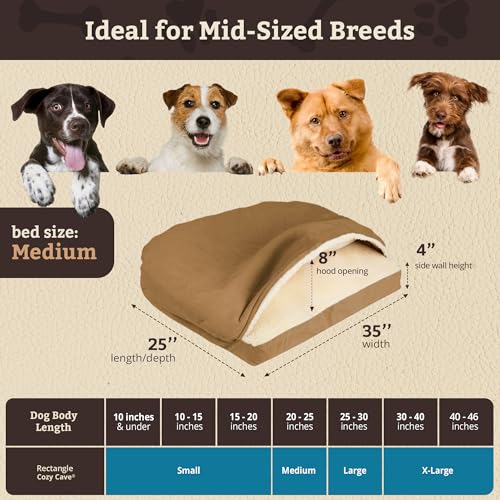 Rectangle Cozy Cave Dog Bed (Camel / Medium)