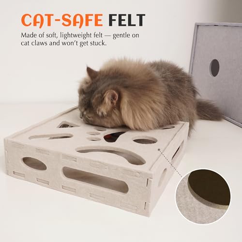 Felt Cat Puzzle Toy (Cat Puzzle Toy Box / Beige)