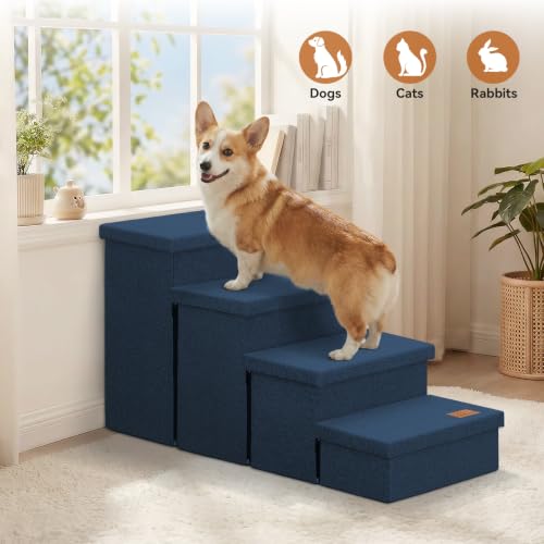 Dog Stairs with Storage (Navy Blue No Condo / 4)