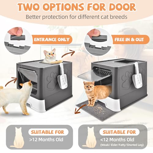 Covered Cat Litter Box (Dark Grey)