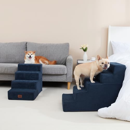 Dog Stairs for High Bed 25" H (Navy / Extra Wide 17.7" x 35" x 25")