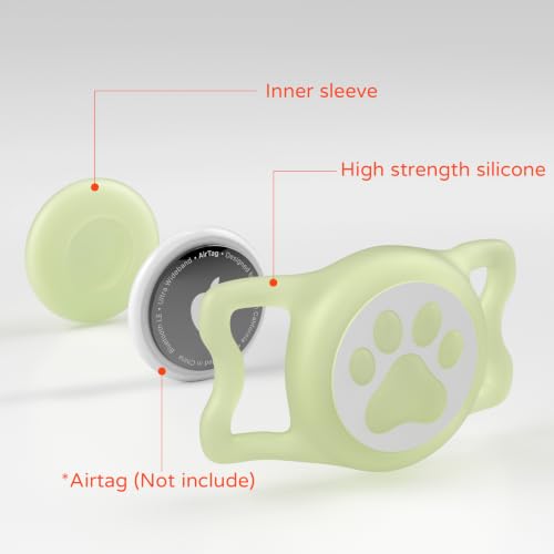 Waterproof Airtag Dog Collar Holder for Apple Air Tag (Luminous)