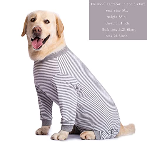 Dog Onesie Surgery Recovery Suit for Large Medium Bodysuit Dogs Pajamas PJS Full Body for Shedding (2XL / Grey)