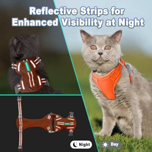 Cat Harness and Leash Set Escape Proof for Kitten Walking (Small / Orange)