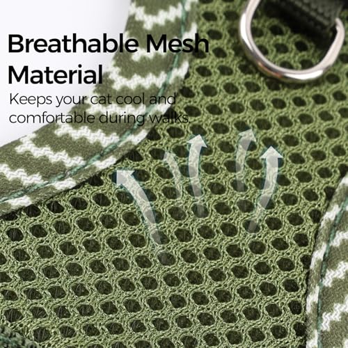Cat Harness and Leash Set (Dark Green / Small)
