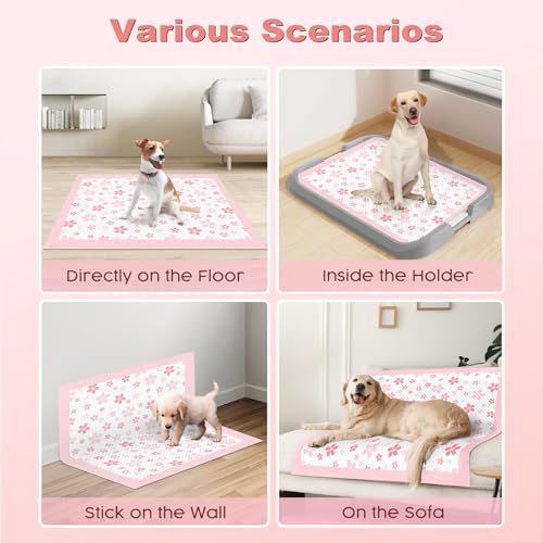 Pink Puppy Pads with Adhesive Tabs Disposable No Leak XL 28x34in 40Ct (28x34in | 40Ct-Pink)