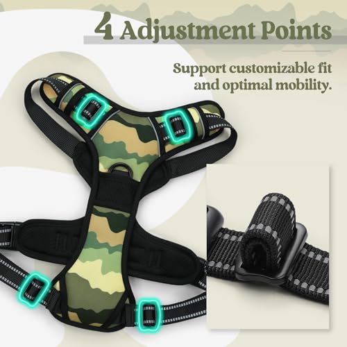 Dog Harness No Pull for Large Dogs with 2 Leash Clips (Large / Green Mountain)