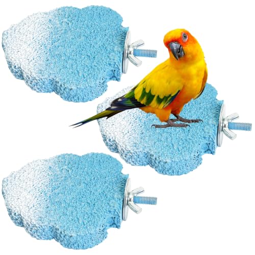 3PCS Bird Beak Grinding Stone Resin Bird Perch Stand Grinding Claw Birds Cage Perch Parrot Climbing Chewing Toys Parakeet Cage Accessories for Budgies Cockatiels Conures