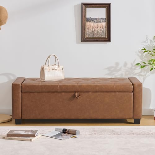 48" Ottoman with Storage (Brown / 19.7"D x 48"W x 16.9"H)