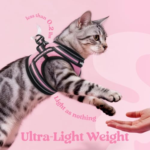Cat Harness and Leash Set (M / Pink)