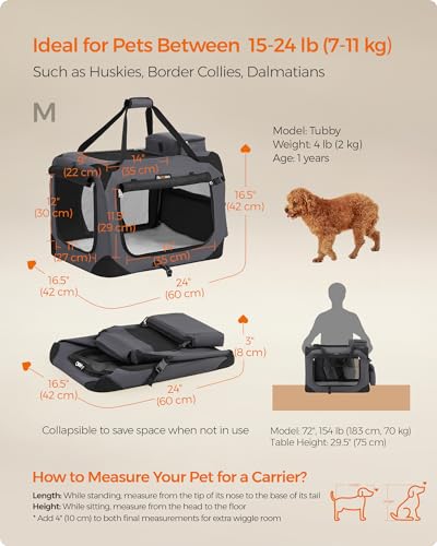 Collapsible Soft Dog Crate (M（24.0"L x 16.5"W x 16.5"H） / Gray)