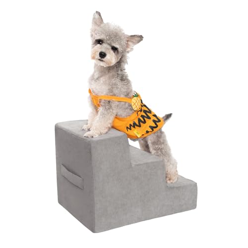 Dog Stairs for Small Dogs & Cats (Square Corner / 3 steps: 17.95''L×14.96''W×13.70''H)