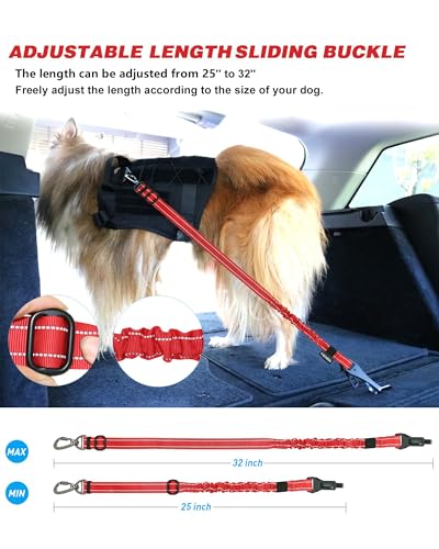 Dog Seat Belt for Car (Set Black+Red)